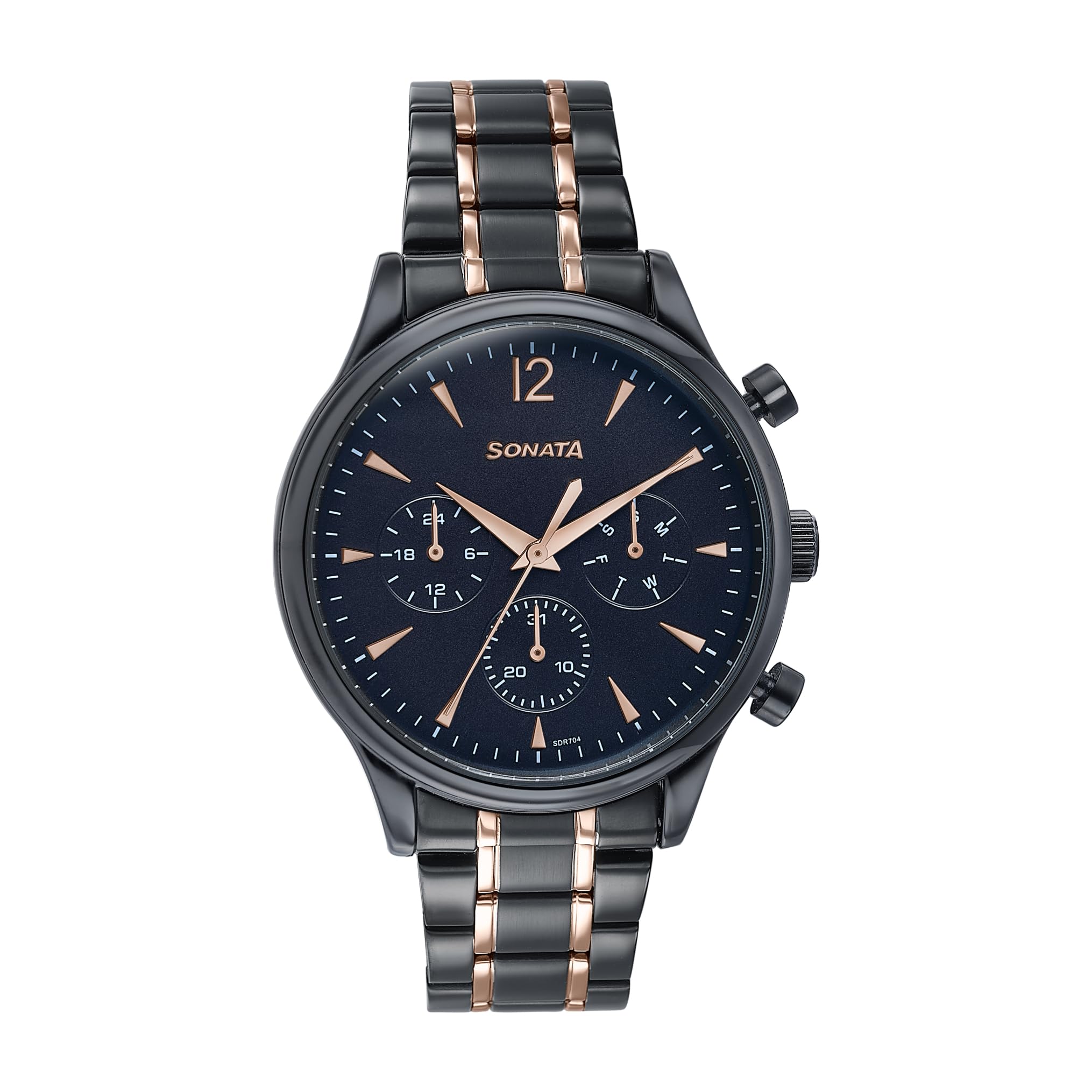 Wedding Edit Quartz Multifunction Black Dial Stainless Steel Strap Watch for Men-image-43