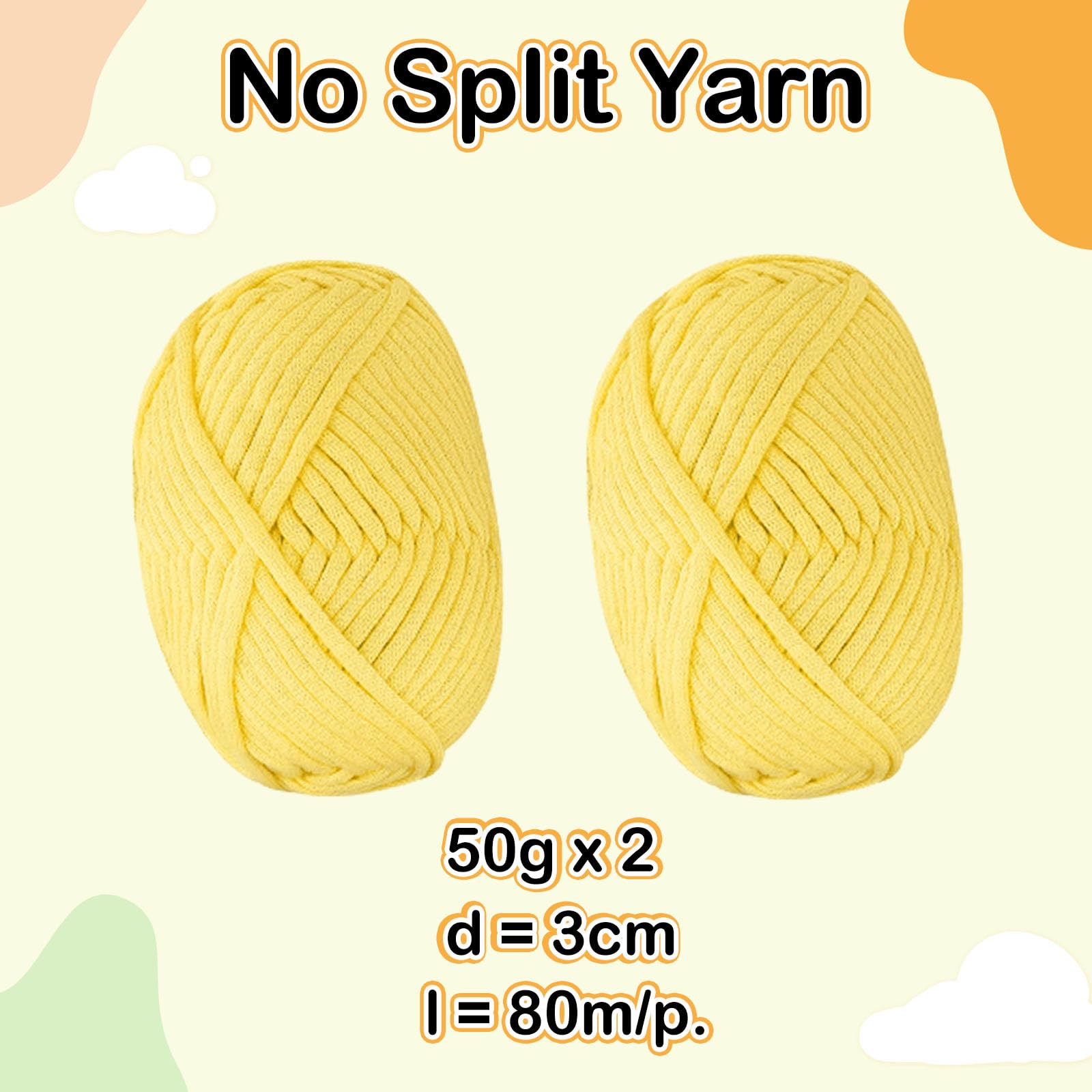 Renyiz Chunky Yarn for Crochet 2x50g Soft Thick Wool for Beginners and Amigurumi Projects Easy Crochet Starter Kit Yellow Yarn - Image 2