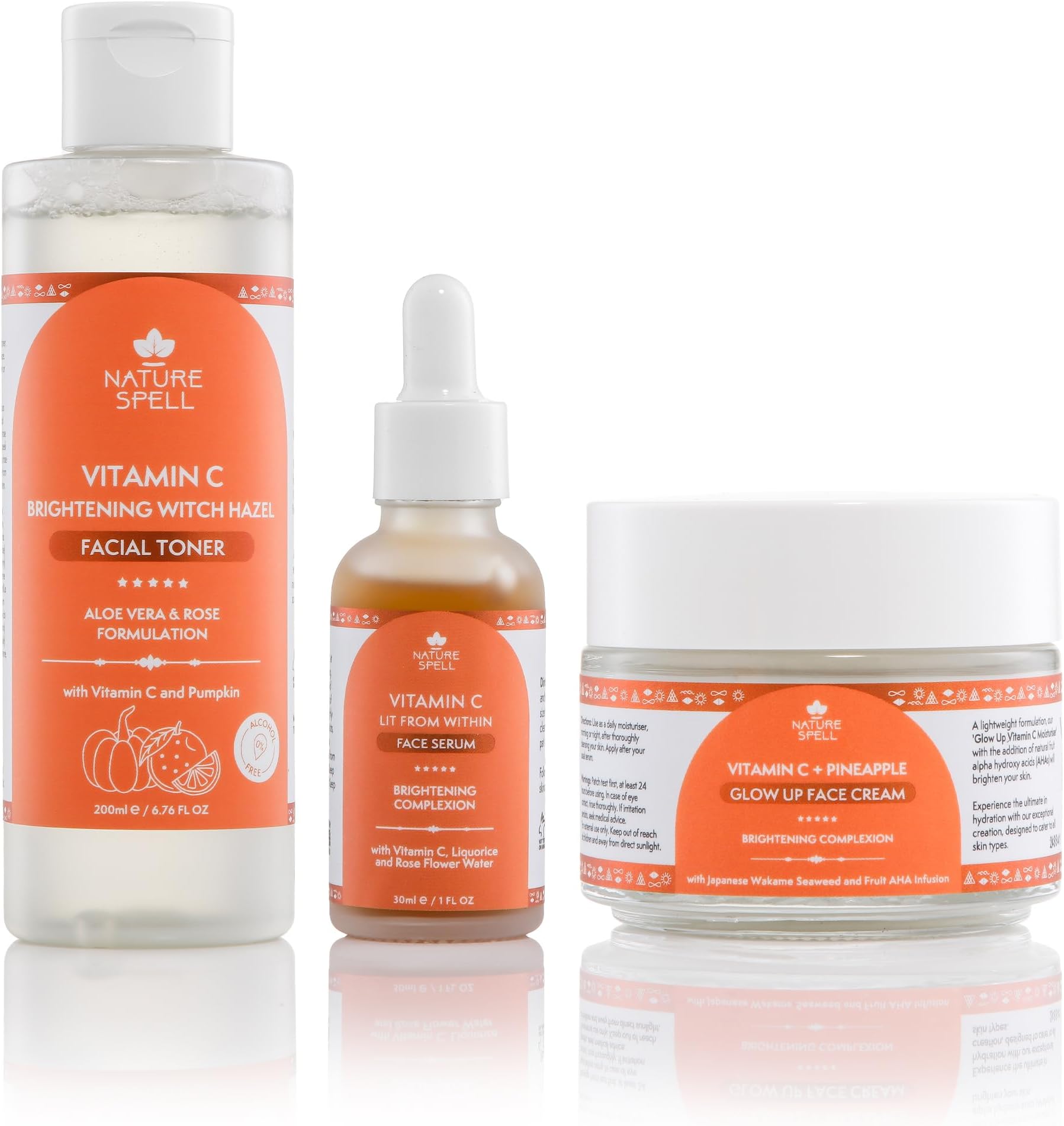 – Nature Spell Vitamin C Skincare Gift Set, Brightening Witch Hazel Facial Toner, Vitamin C Face Serum & Glow Up Face Cream (Set of 3), Vegan