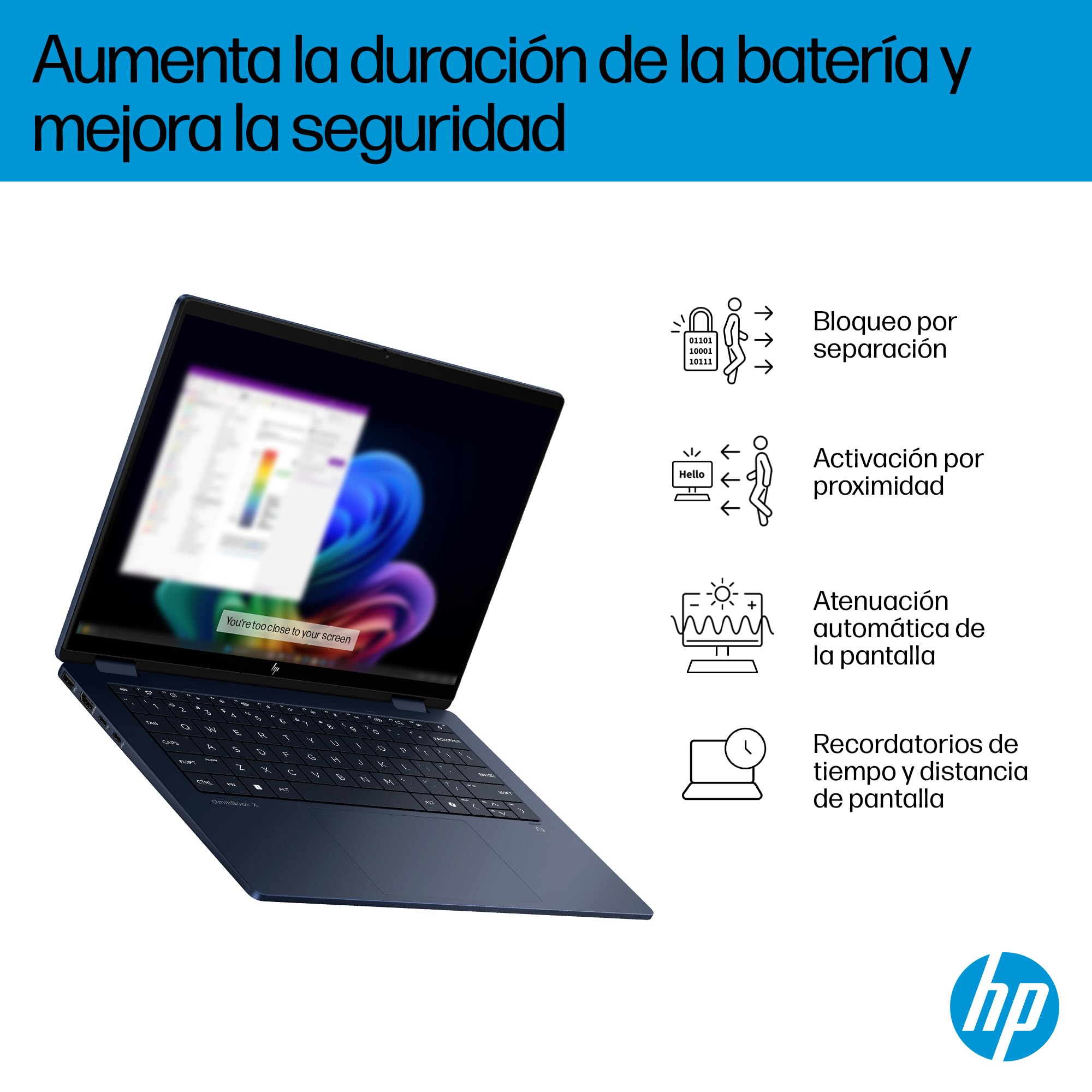 HP Omnibook X Flip - Ordenador portátil Convertible de 14" OLED 3K táctil (Intel Ultra 7-258V EVO, 32GB RAM, 1TB SSD, Intel ARC Graphics, Windows 11, WiFi 7) Silver- Teclado QWERTY Español