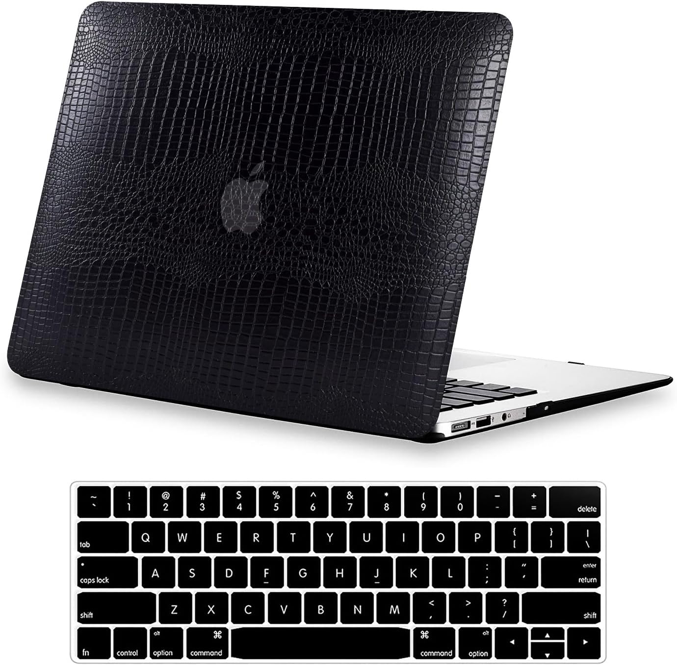 DTangLsm Compatible with MacBook Pro 13 inch Case 2015 2014 2013 end 2012 Release A1425 A1502 Crocodile Leather Hard Shell Snap On Case + Keyboard Cover ONLY for MacBook Pro Retina 13 Case, Black