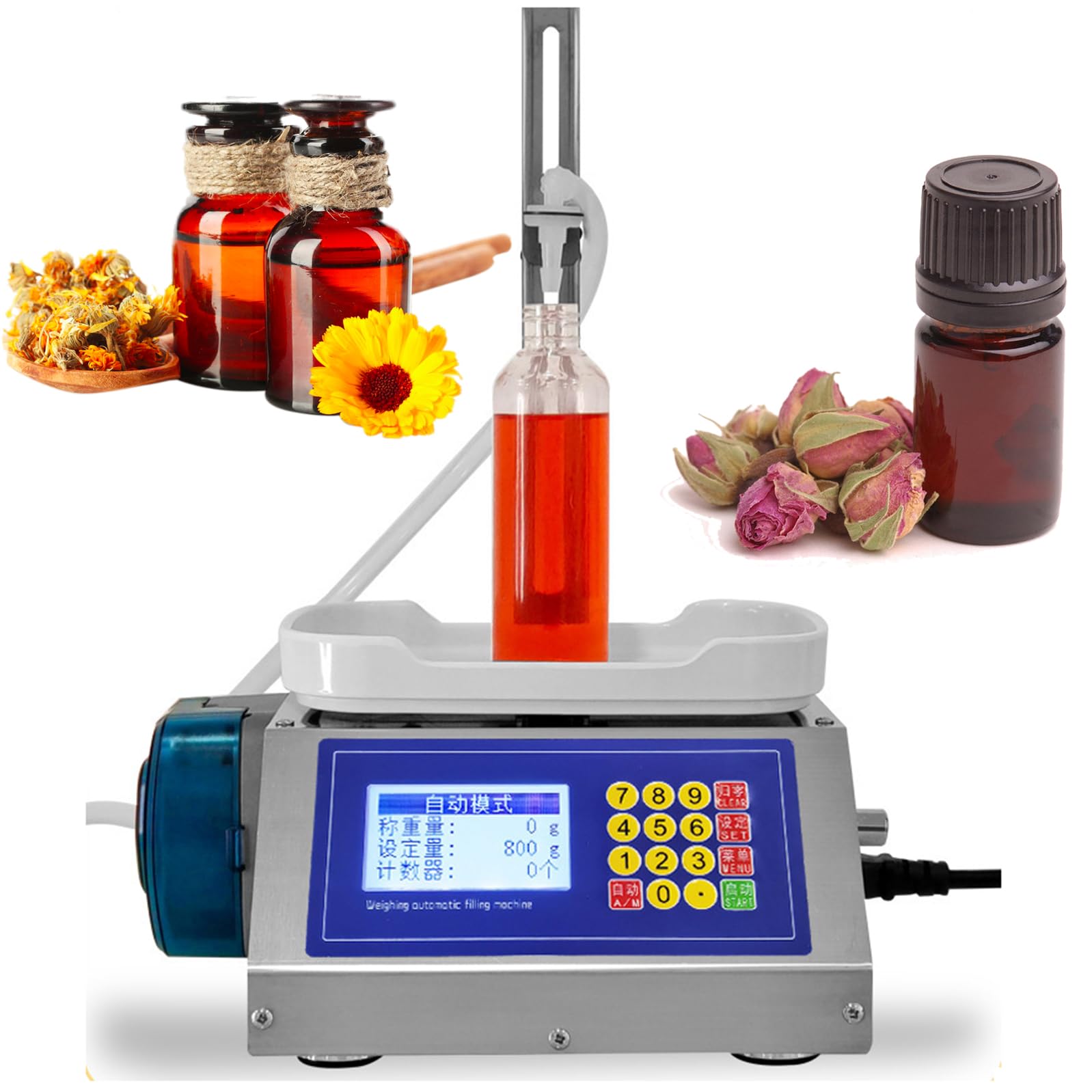 Equipo industrial de llenado de líquidos, máquina llenadora de líquidos de 2 a 300 g, de acero inoxidable, con gran caudal de 1,2 l/min y conteo automático, para perfumes, aceites esenciales y zumos