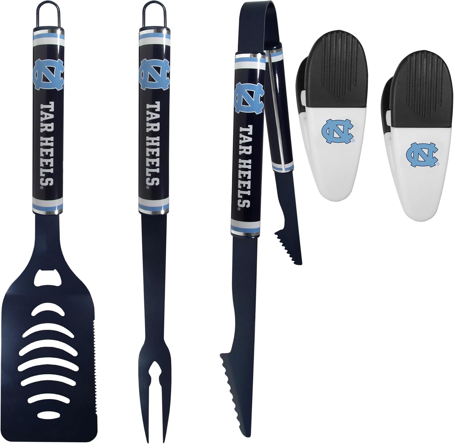 Siskiyou NCAA North Carolina Tar Heels 3 pc Logo BBQ Tools w/Chip Clips, One Size, Team Colors