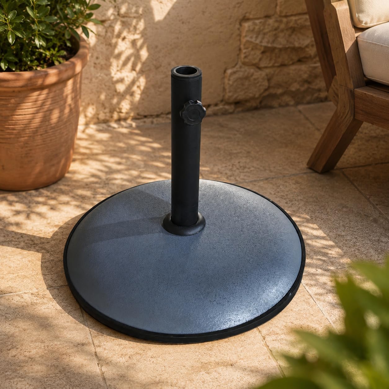 Base Ombrellone 25 kg Supporto per Giardino e Terrazzo | Base pesante per ombrellone, maggiore stabilità all'aperto, ideale per giardino e terrazzo, fissaggio regolabile