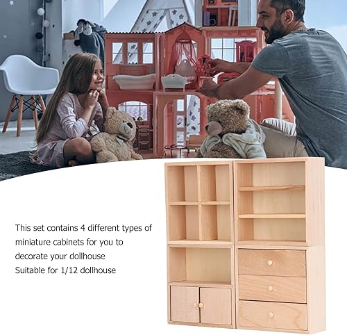 Miniatura 4 de Juego de 4 gabinetes de casa de muñecas de 1/12, diseño simple, práctico y realista en miniatura, casa de muñecas