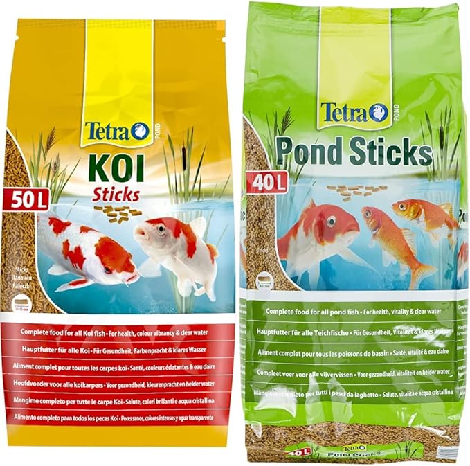 Image Tetra Koi sticks, 7.5 kg, 50 L & Pond Sticks, Complete Food for All Pond Fish for Health, Vitality and Clear Water, 40 Litre