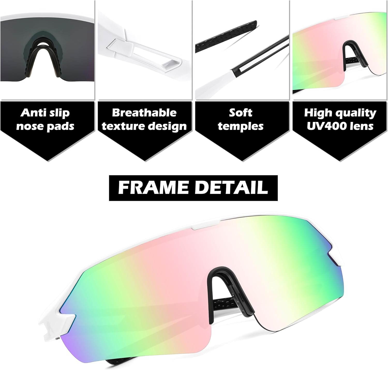 FEISEDY Sports Sunglasses for Men and Women, UV400 Protection Outdoor Cycling Driving Fishing Glasses B2987 - Image 4