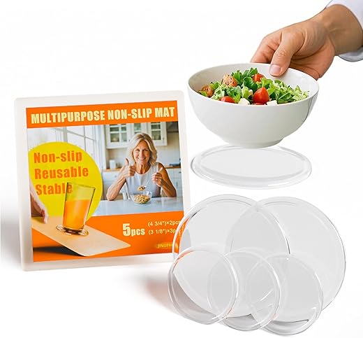 One Handed Gadgets Adaptive Equipment, to Secure The Bottom for Opening Jars/Bottles, & Mixing Food in A Bowl, Aids for Disabled, Parkinsons, Handicap Accessories for Daily Living(5 Pcs+Storage Box)