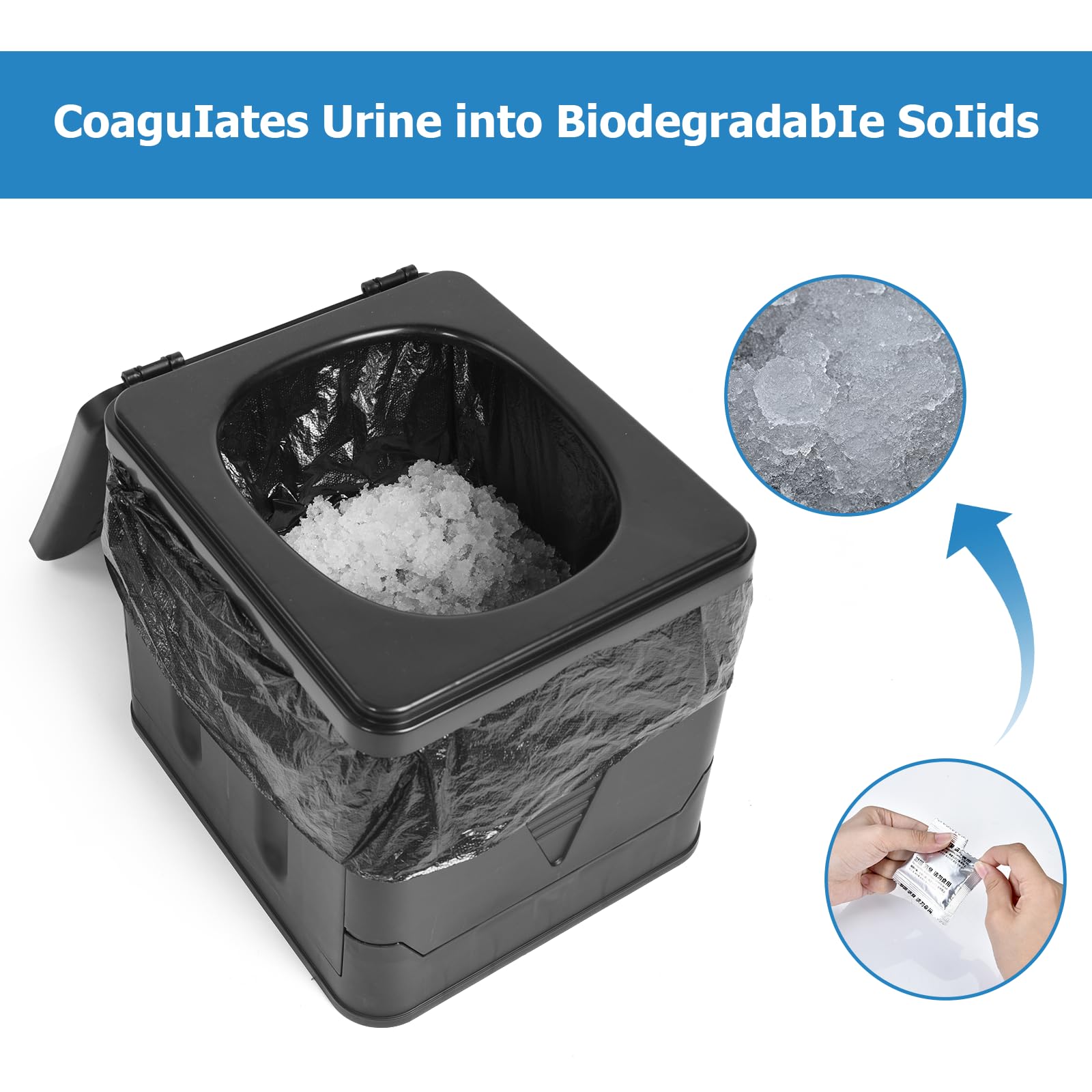 OTraki Toilette de Camping Portable Adulte Toilette Pliable avec Couvercle et 12 Sacs Poubelles Urinoir Unisexe Voiture WC Portable Pliante Seau Hygiénique pour Homme Femme Voyage Embouteillages