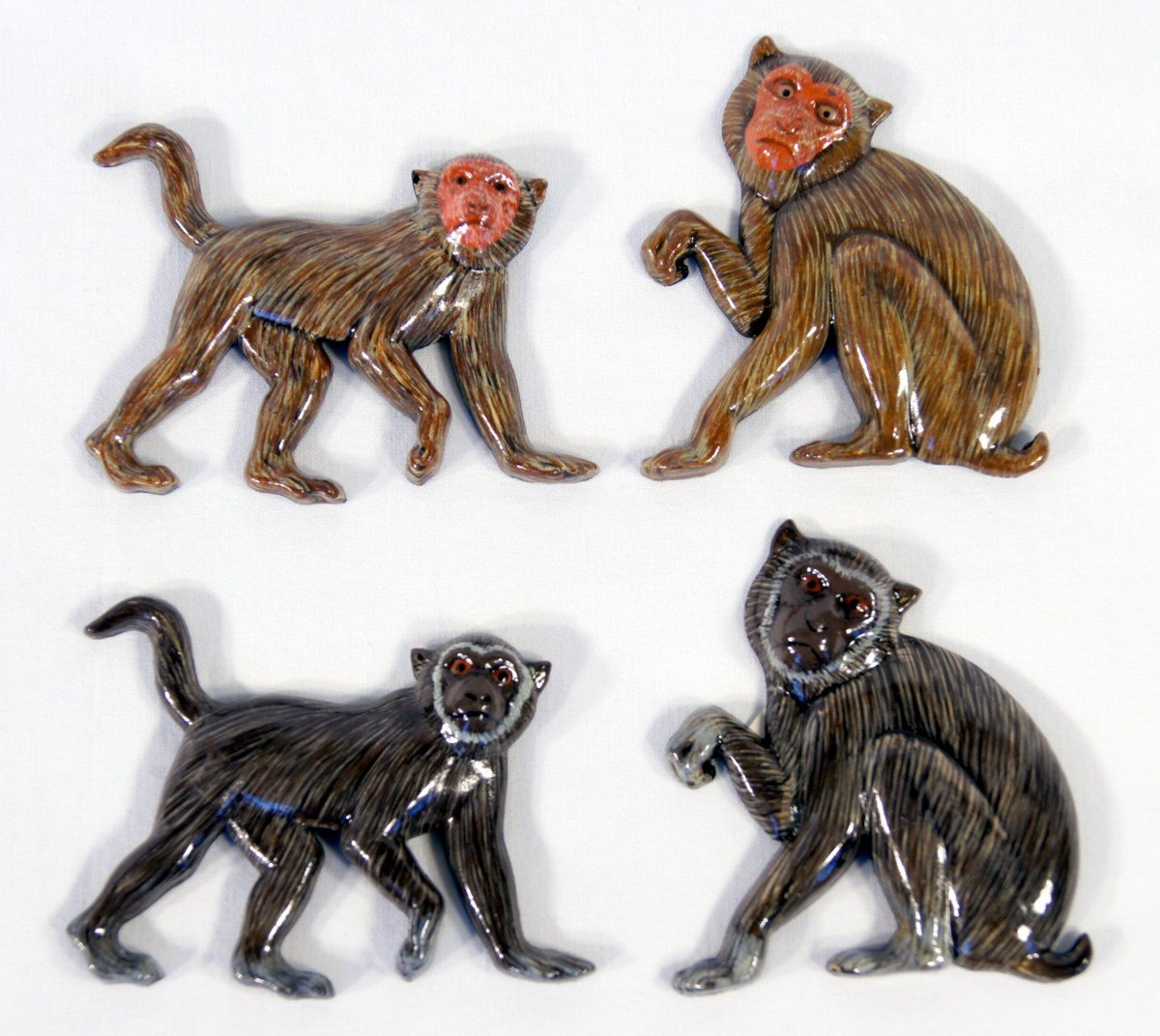 Hand Painted Assorted Monkey Refrigerator Magnet (Set of 4)