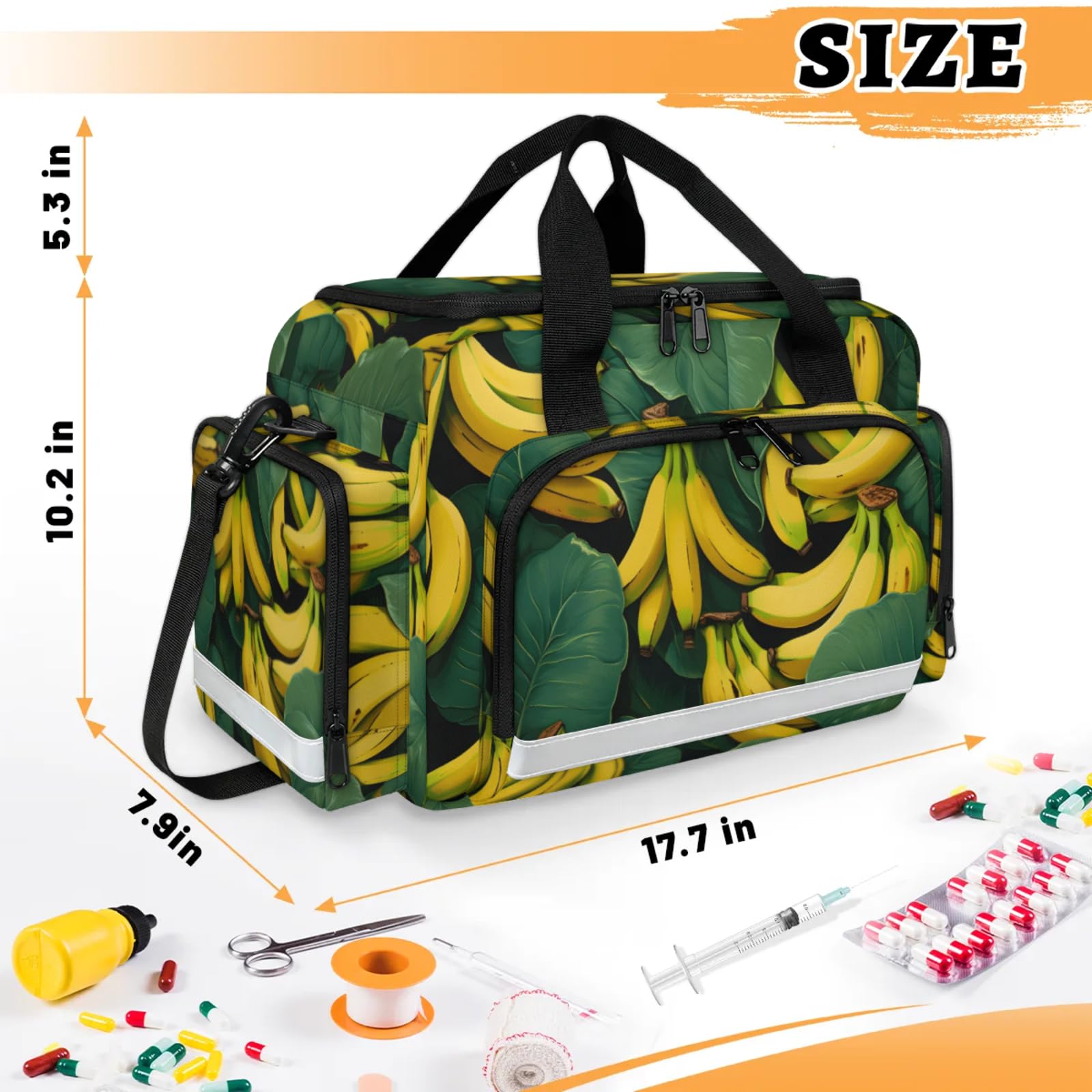 GzLeyigou First Aid Bags Empty, Banana Emergency Bag First Aid Kit Multiple Compartment Kit Carrier On Call Trauma Bag For Paramedics Emergency Medical Supplies Kit