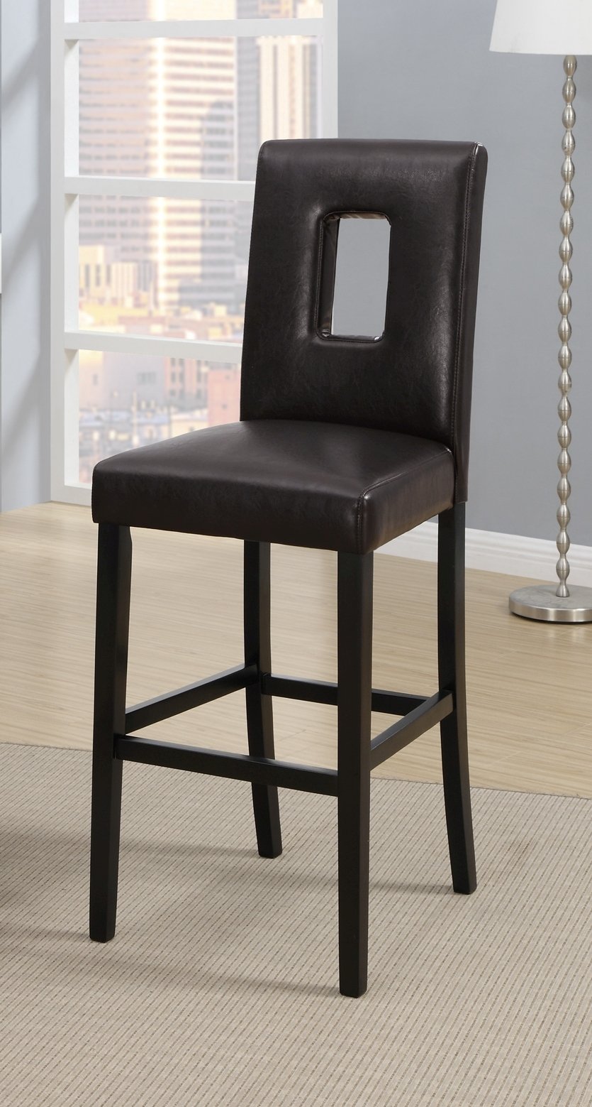 Dark Brown Leather Bar Stools Set of 2 Parson Bar Chairs