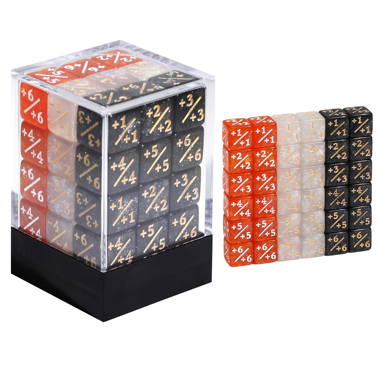FIGURESLAB 36PCS 12mm MTG Life Counters Dice Set for Magic the gatering, MTG Plus 1 Tokens 6 Sided Mini Dice Set with Box, Compatible with TCG CCG Magic Card Gaming Accessories