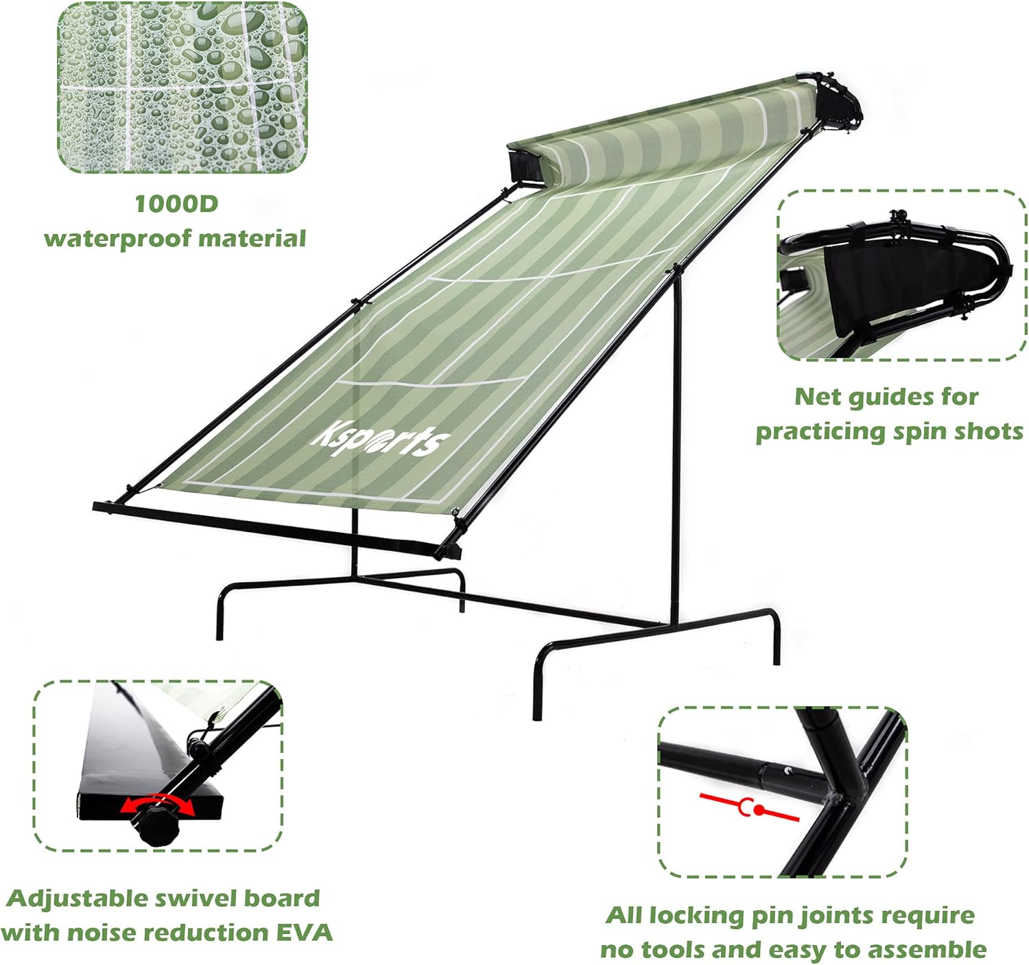 Ksports Tennis Rebounder Net – Multi Racket Sports Trainer for Tennis, Pickleball, Padel, Squash & Racquetball – Quick Assembly, Portable with Carry Bag