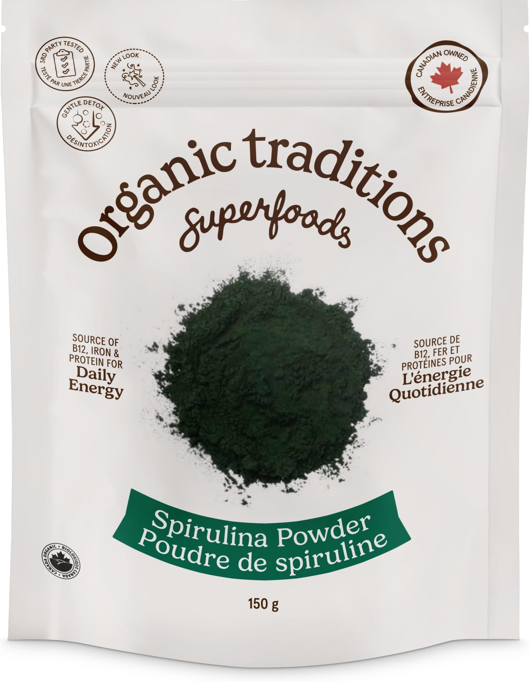 Organic Traditions Spirulina Algae Powder, Green Superfood Blend, 5.3oz | Plant Based Green Formula, Rich Algae Source for Energy Support, Easy Mixing, Vegan Non GMO Ingredient for Daily Wellness