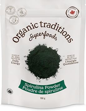 Organic Traditions Spirulina Algae Powder, Green Superfood Blend, 5.3oz | Plant Based Green Formula, Rich Algae Source for Energy Support, Easy Mixing, Vegan Non GMO Ingredient for Daily Wellness