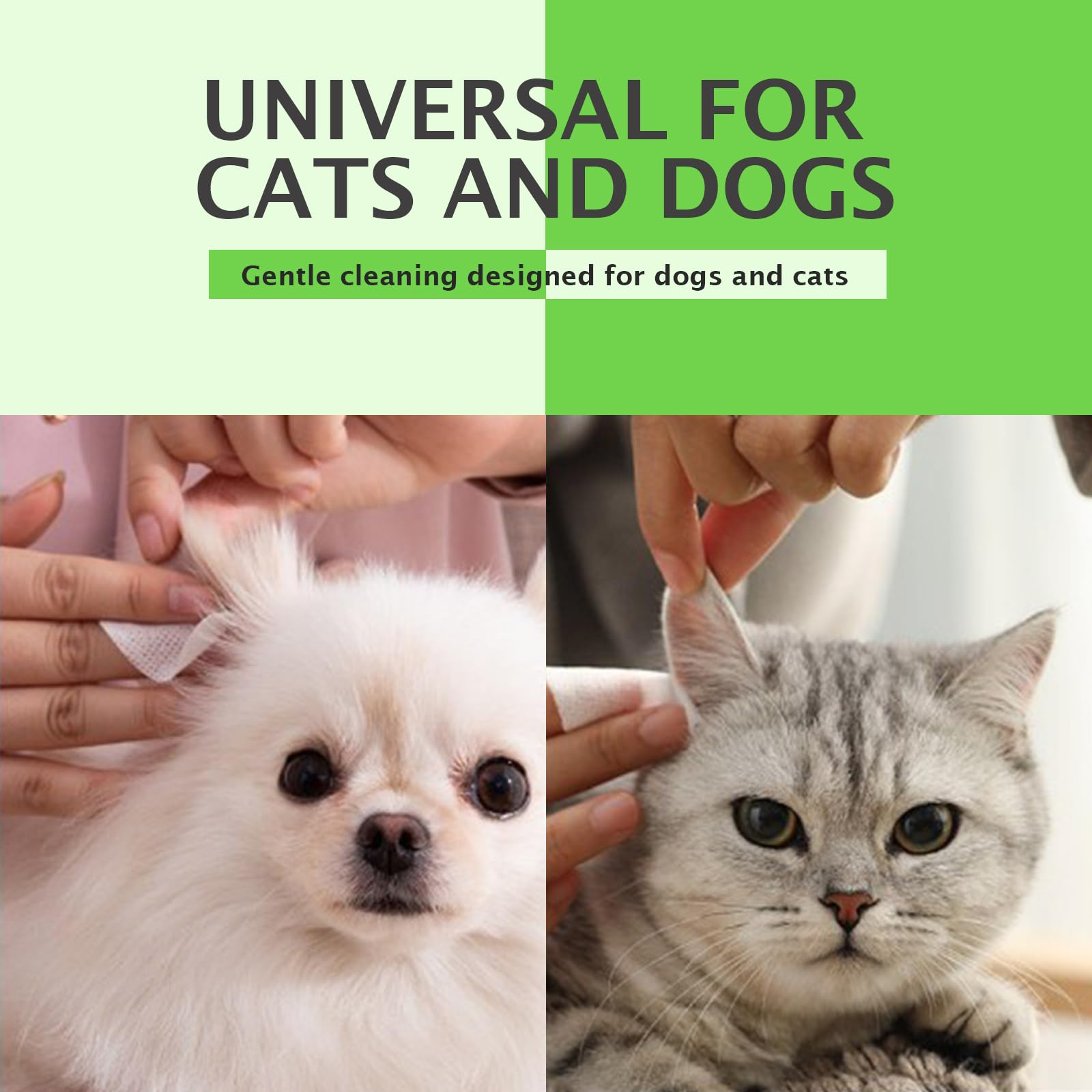 Dog Ear Cleaner Wipes for Cats & Dogs, Ear Cleaning Wipe with Aloe Cucumber, Gentle Ear Wipes for Dirty, Waxy, Smelly Ears - Non-Irritating (100 Counts) - image 7
