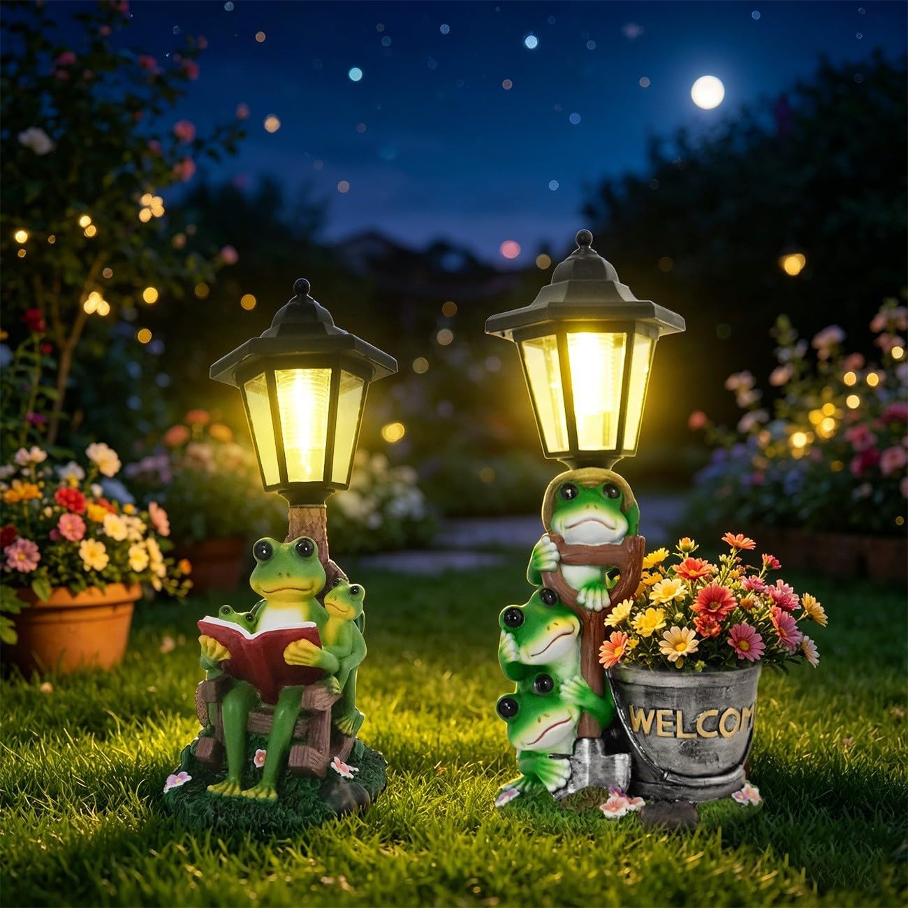 Vaso da fiori a forma di animale solare in resina impermeabile per esterni, ornamento da giardino con luce a LED per decorazione patio 32 cm (