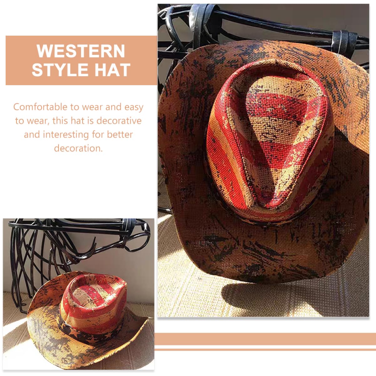 LIFKOME USA-Sombrero Sombrero Occidental Sombrero de Vaquera Sombrero Sombrero de Damas Sombrero de Mujer Cowgirl Hat Sombreros chapéu Caps Sombrero Unisex Sombrero decoración