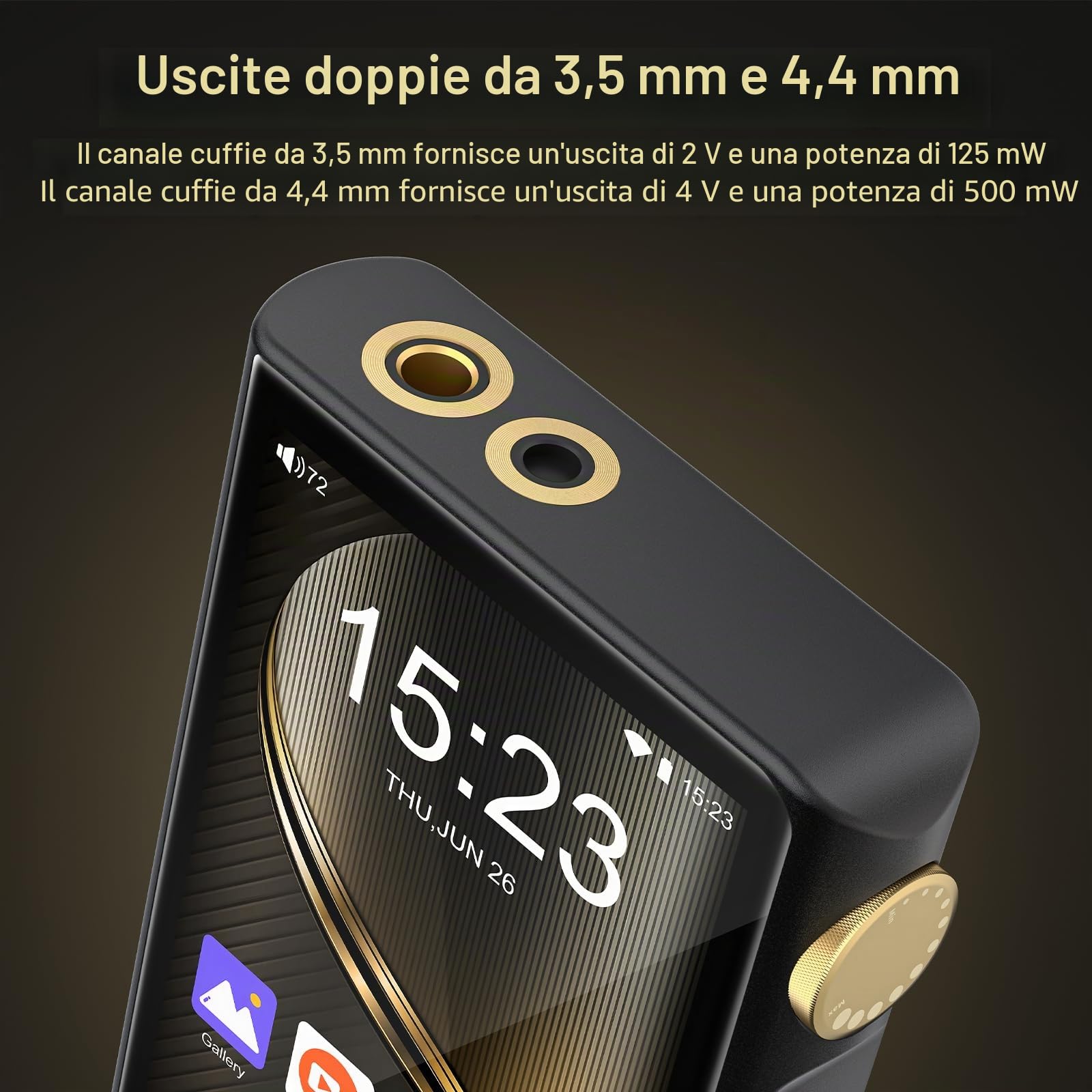Lettore MP3 Hi-Fi con Bluetooth e WiFi, lettore musicale ad alta risoluzione ZAQE Android 12, DAC DSD senza perdita di dati Flac, Dotato di una scheda di memoria da 64 GB, supporta fino a 512 GB