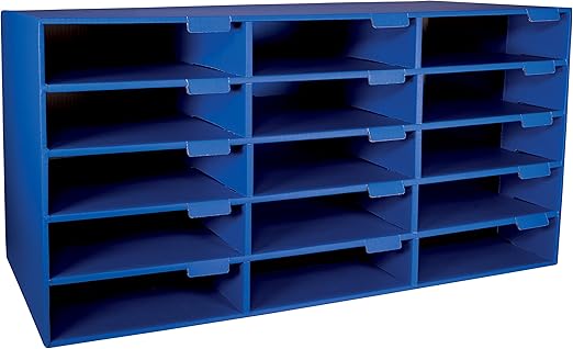 Pacon® 70% Recycled Mailbox Storage Unit, 15 Slots, Blue