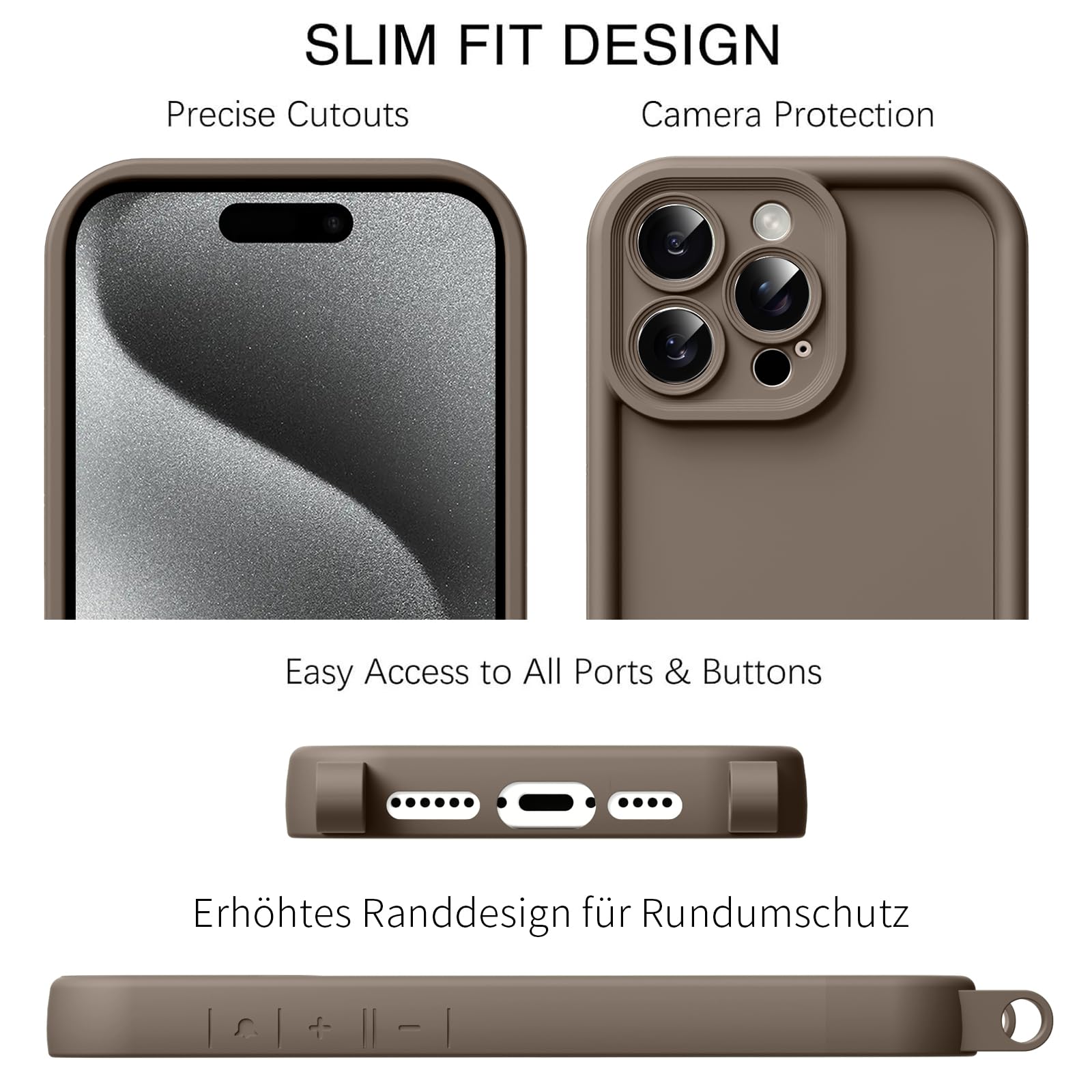 HGH Custodia in silicone per iPhone 15 Pro con 1 cordino