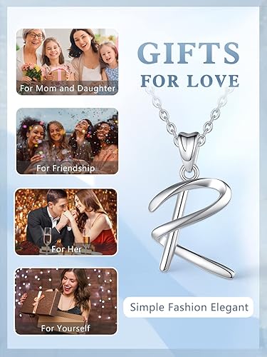 Miniatura 7 de EUDORA Collares de plata esterlina con inicial para mujer, regalos clásicos de 26 letras sin cuello para niñas, hermana, madre hija, cadena de 18