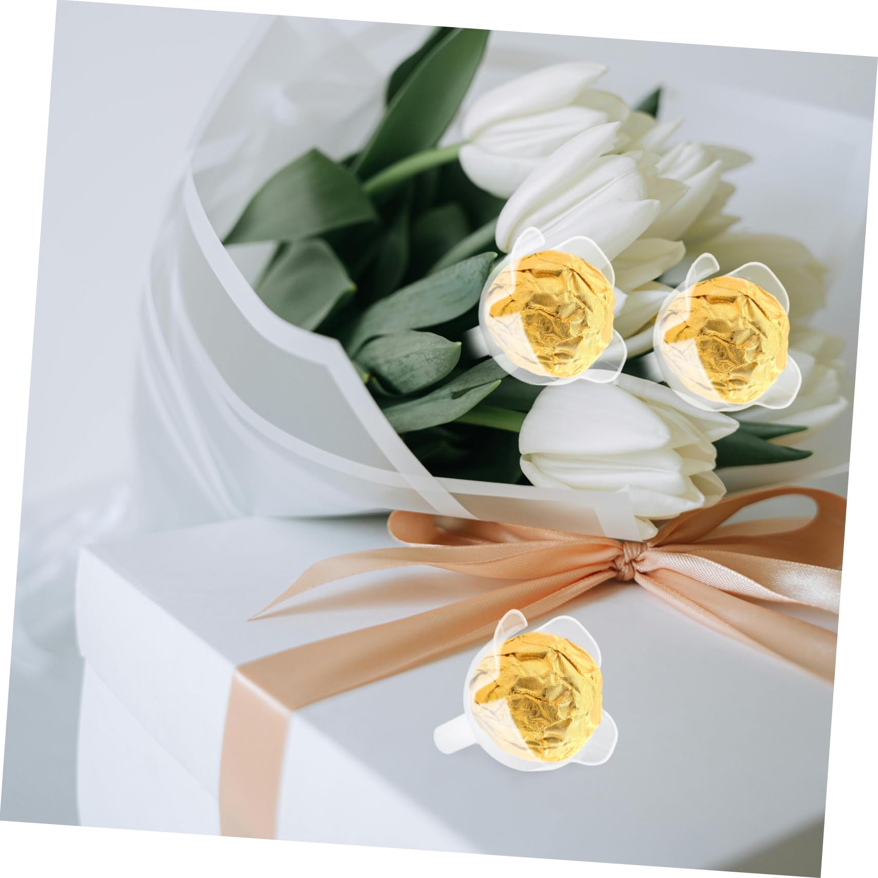 STOBOK 2 Set Eleganti Porta Bouquet Di Cioccolatini Con Base Per Bouquet Di Fiori Tazze Fisse Di Cioccolatini Portaoggetti Riutilizzabili 100 Pezzi * 2
