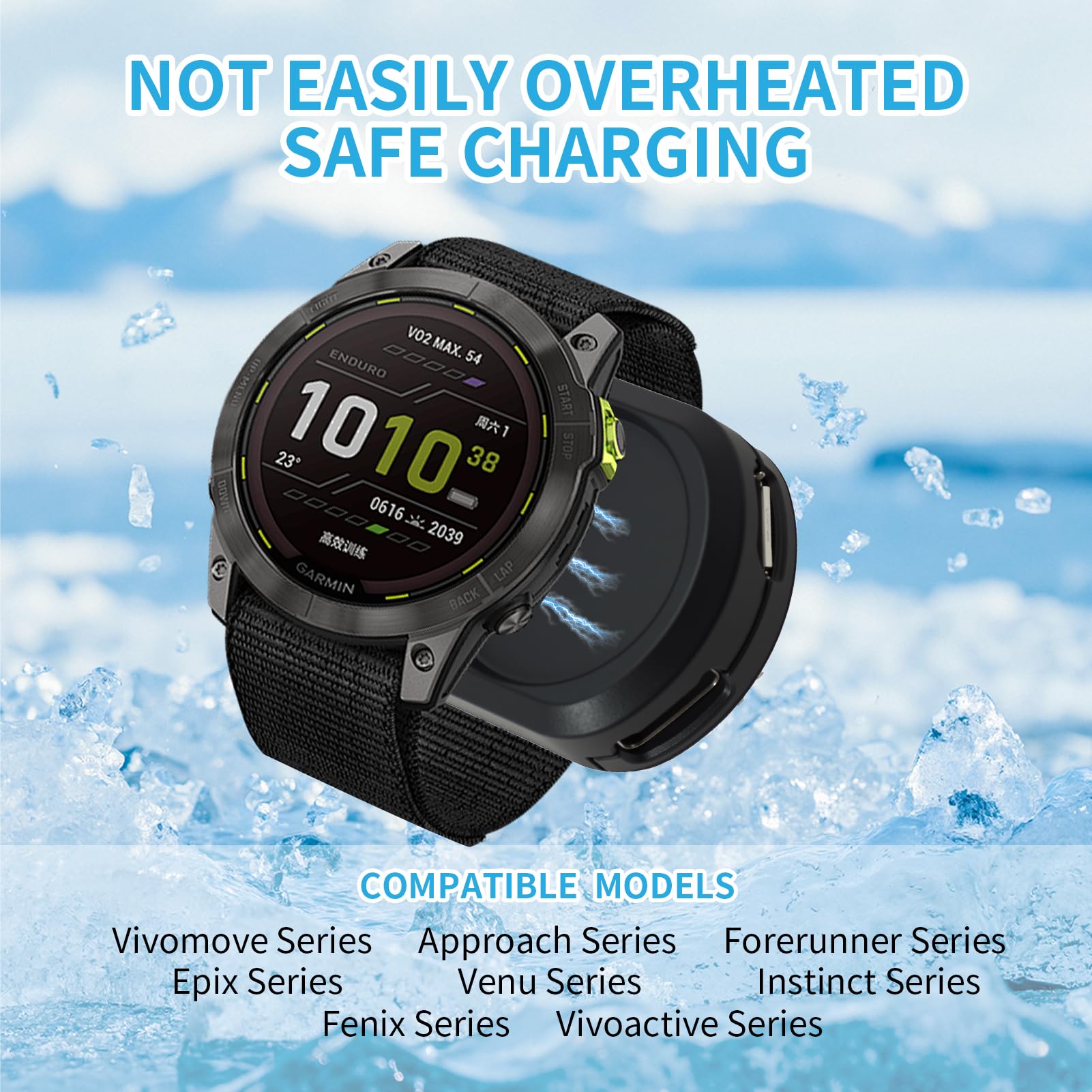 Caricatore USB C per Garmin Fenix 8/7/7S/7X/6/5 Forerunner 970/965/945 Venu 3/Sq Quatix 7 Epix Pro Gen 2, Nero