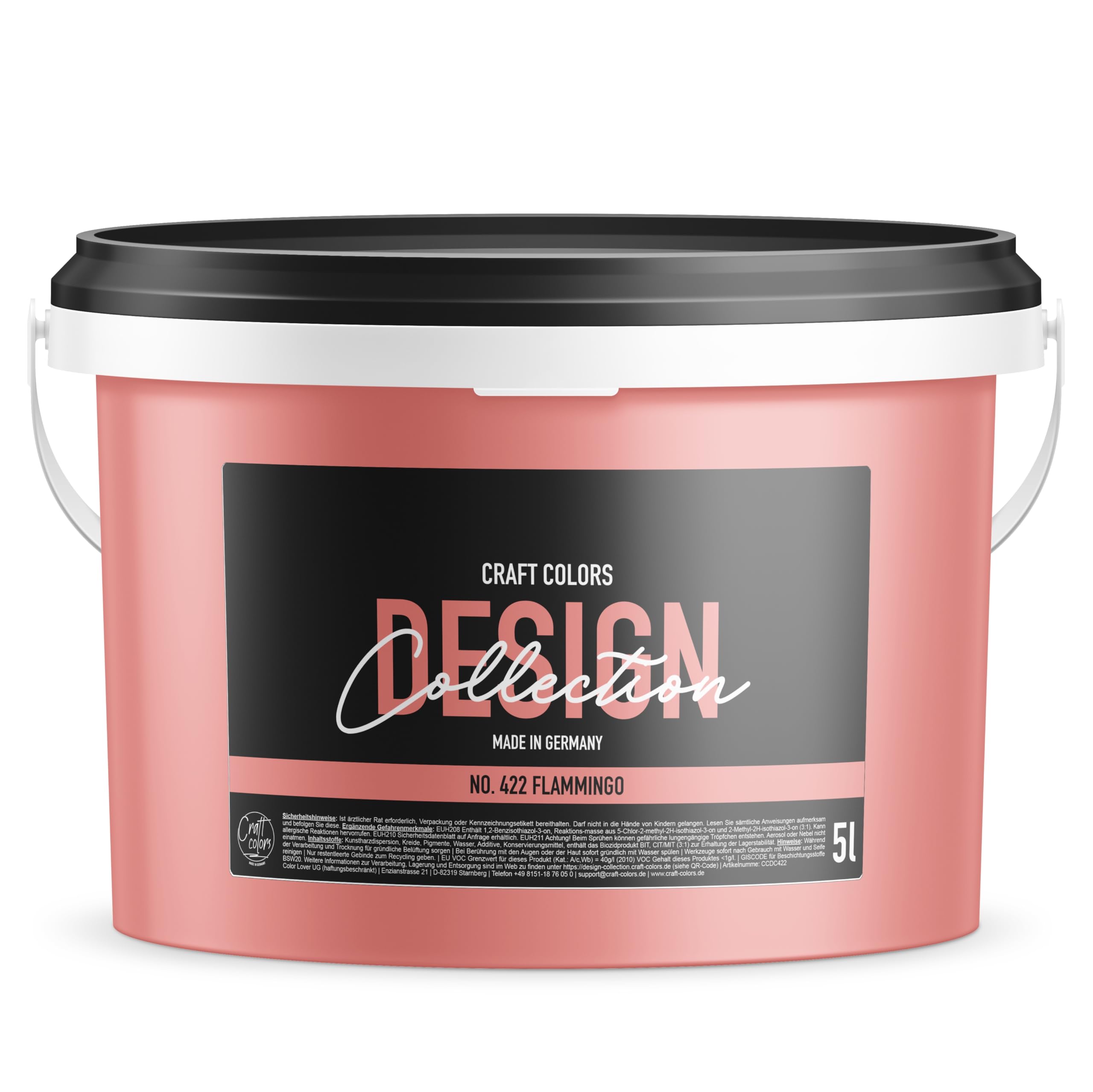 Craft Colors Wandfarbe Edelmatte Kreidefarbe, Design Collection No. 422 Flamingo Koralle