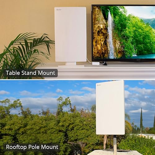 Miniatura 5 de Antena de TV UFO de recepción omnidireccional de 360 para exteriores, rango de 65 millas con Smartpass amplificado e integrado filtro 4G LTE para