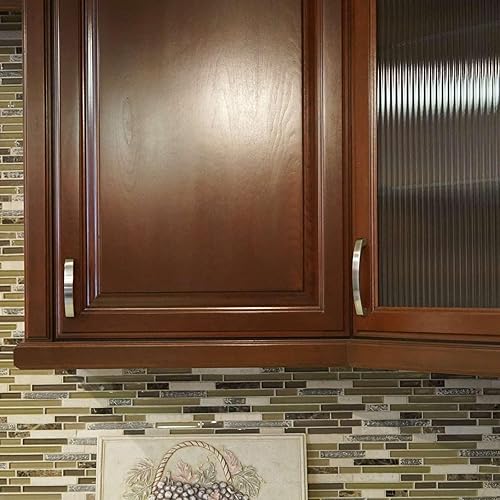 Miniatura 4 de Modket Simplicity Series - Manija clásica y sólida para gabinete de cocina, longitud total de 5-12 pulgadas, orificio central de 5 pulgadas, níquel