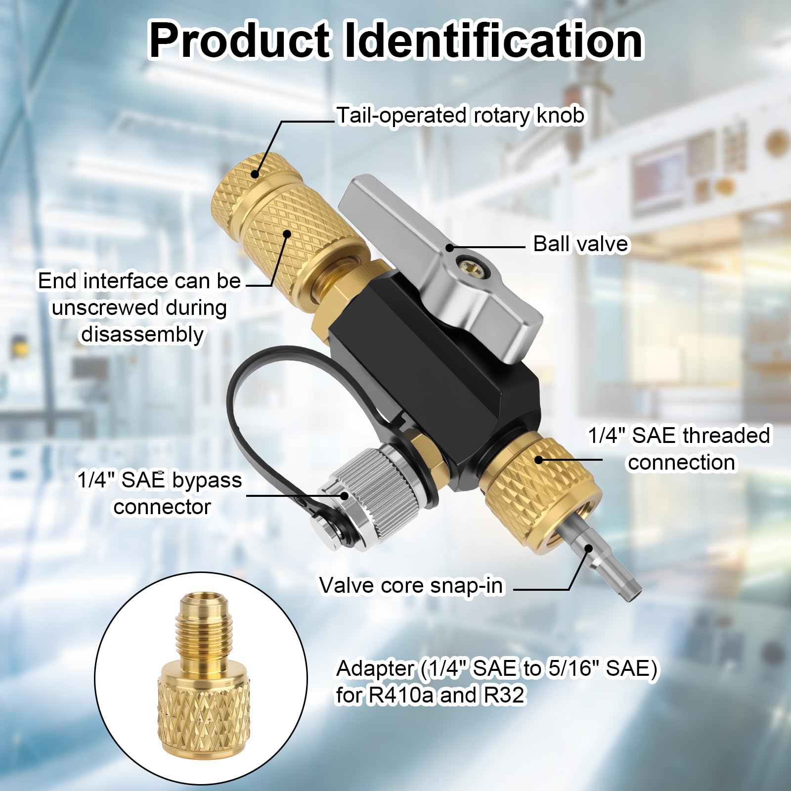Herramienta de Extracción Núcleos Válvulas HVAC, Puerto Doble 1/4" y 5/16" Latón Premium para R410A R32 Sistemas Aire Acondicionado con Base Magnética y Vacío 20 Micrones