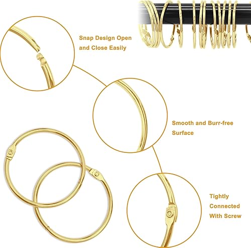 Miniatura 3 de Ganchos para cortina de ducha, anillos, 24 piezas de ganchos de ducha de metal resistentes a la oxidación para cortina de ducha, anillos redondos de