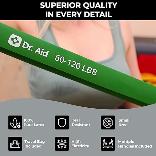 Miniatura 5 de Dr. Aid Juego de bandas de resistencia para dominadas, elásticas, sin olor, bandas de ejercicio de látex de alta calidad para hombres y mujeres,