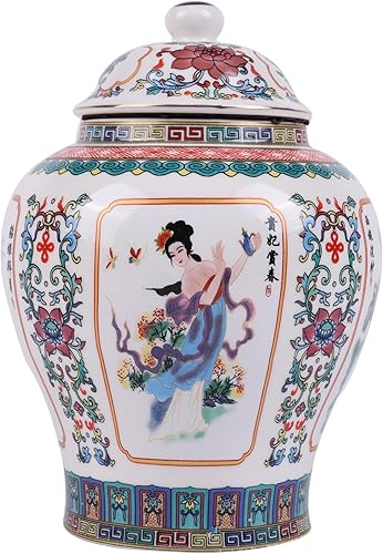 Miniatura 1 de Exquisito tarro de jengibre esmaltado, tributo a las cuatro grandes bellezas de China, jarrón de cerámica azul y blanco hecho a mano, tarro