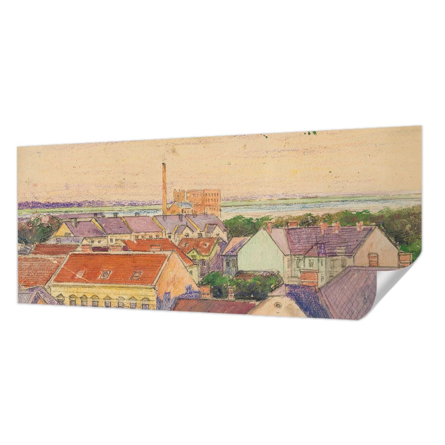 Papier peint autocollant 250x104 cm panoramique pour décoration de salon - Toits urbains