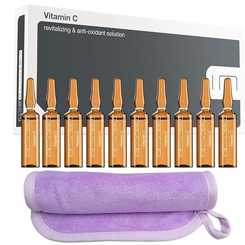 Ampollas de suero de vitamina C | Suero puro de vitamina C para rostro al 20% | Suero antienvejecimiento iluminador de la piel | Hecho en España, 10
