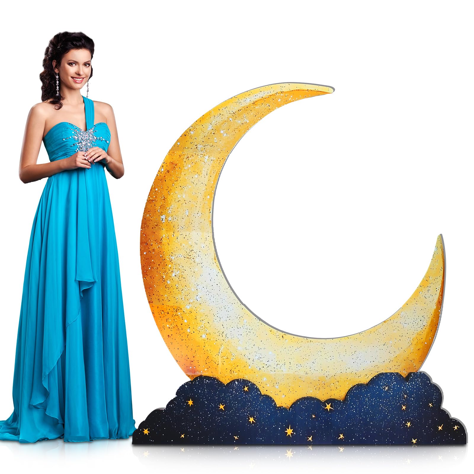 Leinuosen 5 ft Moon Starry Night Movie Night Party Decorations Large Cutou