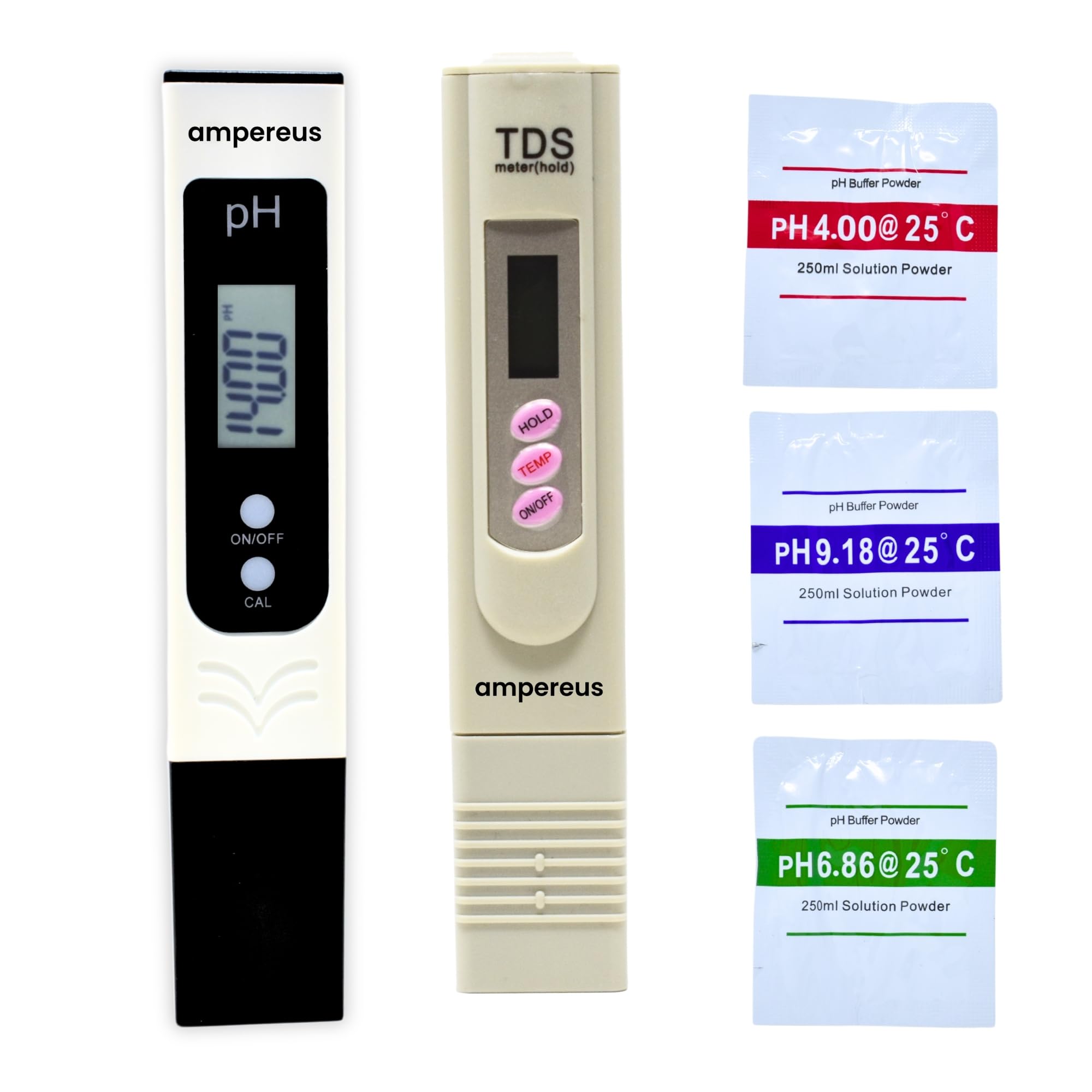 AMPEREUS Digital TDS Meter and Temperature Meter Combination with Digital pH Meter combo for water testing, Water Purity tester for home, commercia, Water Testing Kit with Buffer Powder(With Solution) (B0CXXD1R8W) Amazon Price History, Amazon Price Tracker