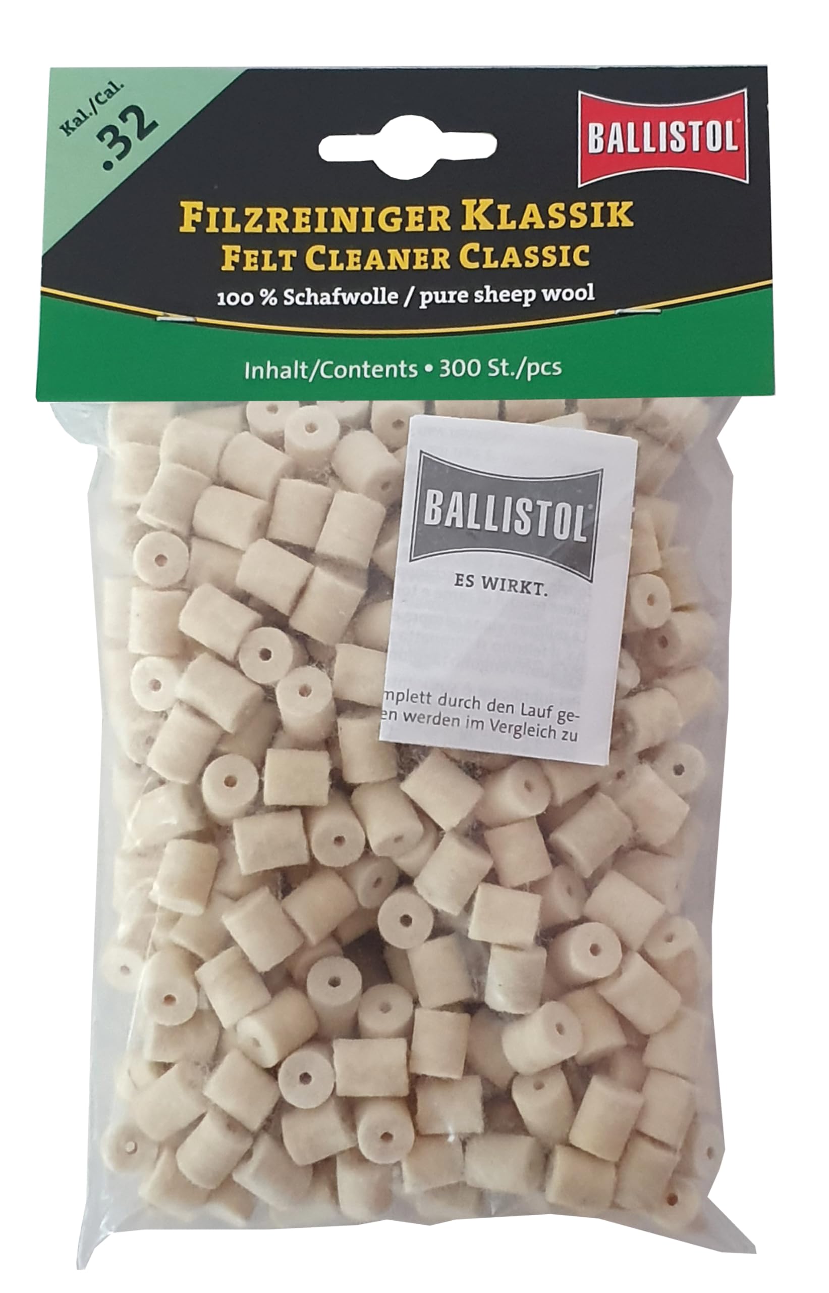 Ballistol Unisex – Erwachsene 23211 Filzreiniger, neutral, Kaliber .32/8 mm-300 Stück