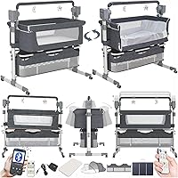 Vista 1 de Cuna multifuncional convertible para bebé, cuna multifuncional para dormir conjuntamente, cuna plegable para niños pequeños con música Bluetooth, 5