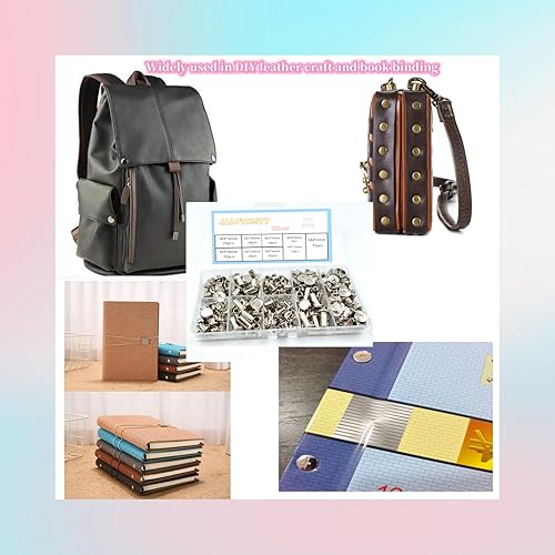 Miniatura 6 de ALLOYMSYY Juego de 110 tornillos Chicago de remaches de cuero, para tornillos de encuadernación, recortar y reparar cinturón de cuero, bolsa,