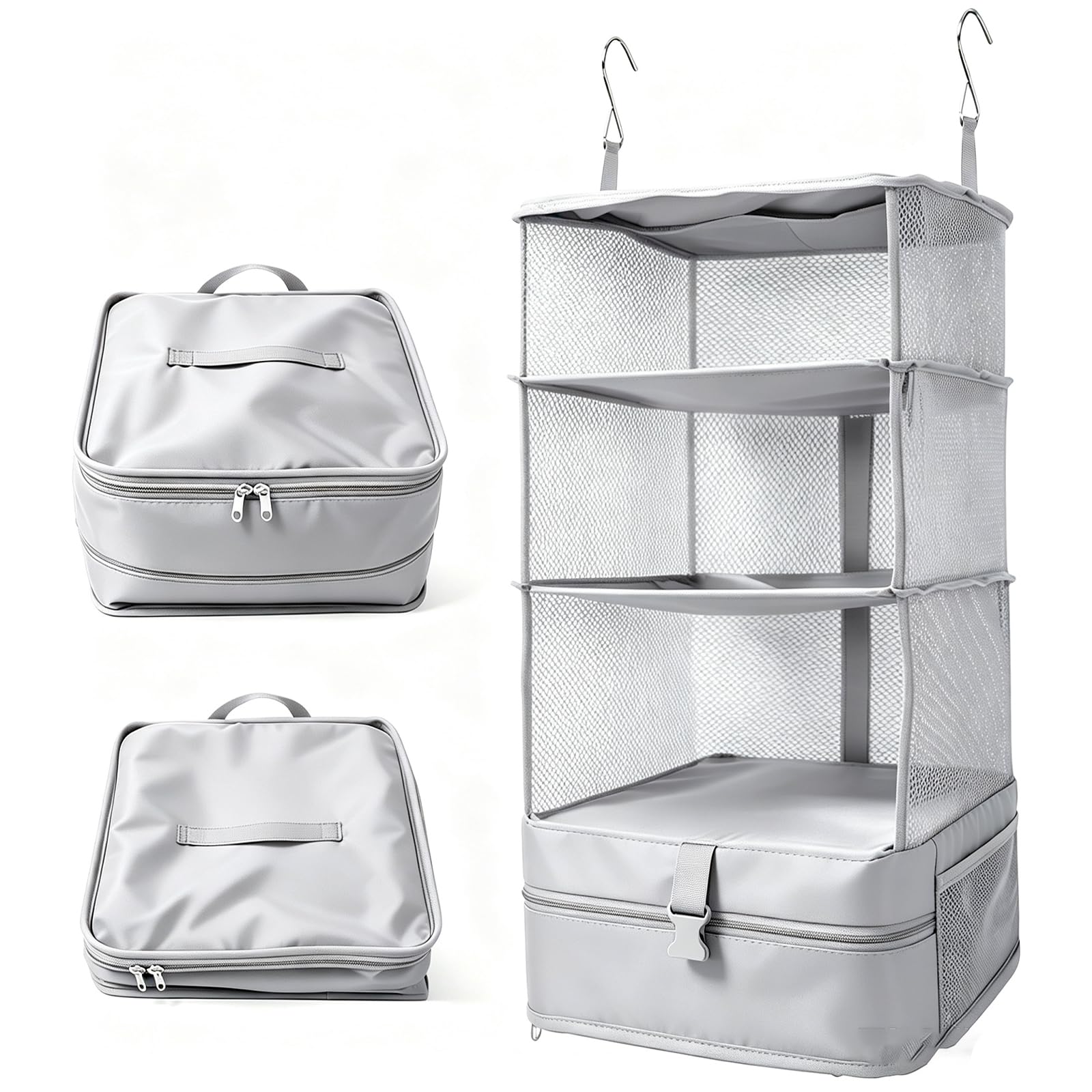 WORUIB Hanging Wardrobe Storage Organiser, Grey