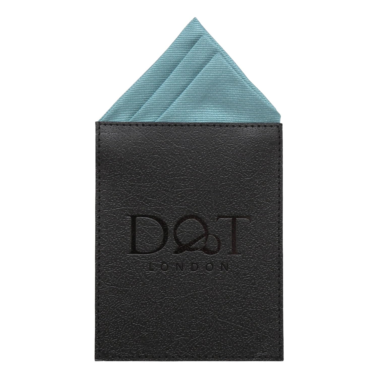 DQT Mens Plain Twill Pre-Folded Pocket Square - Wedding, Business & Formal Suit Handkerchief - Teal - One Peak
