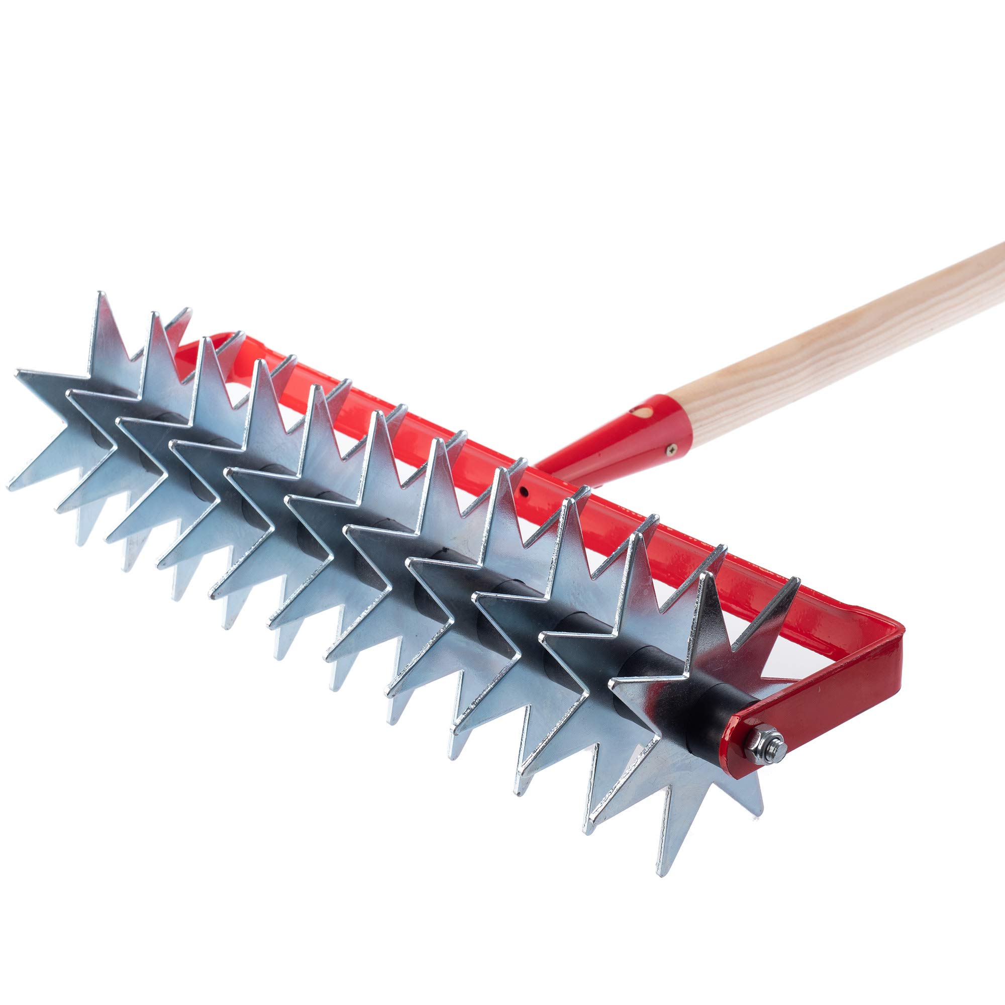 KADAX Fraise en étoile Jardin métal émietteur sol cultivateur rotatif 12 étoiles manche bois