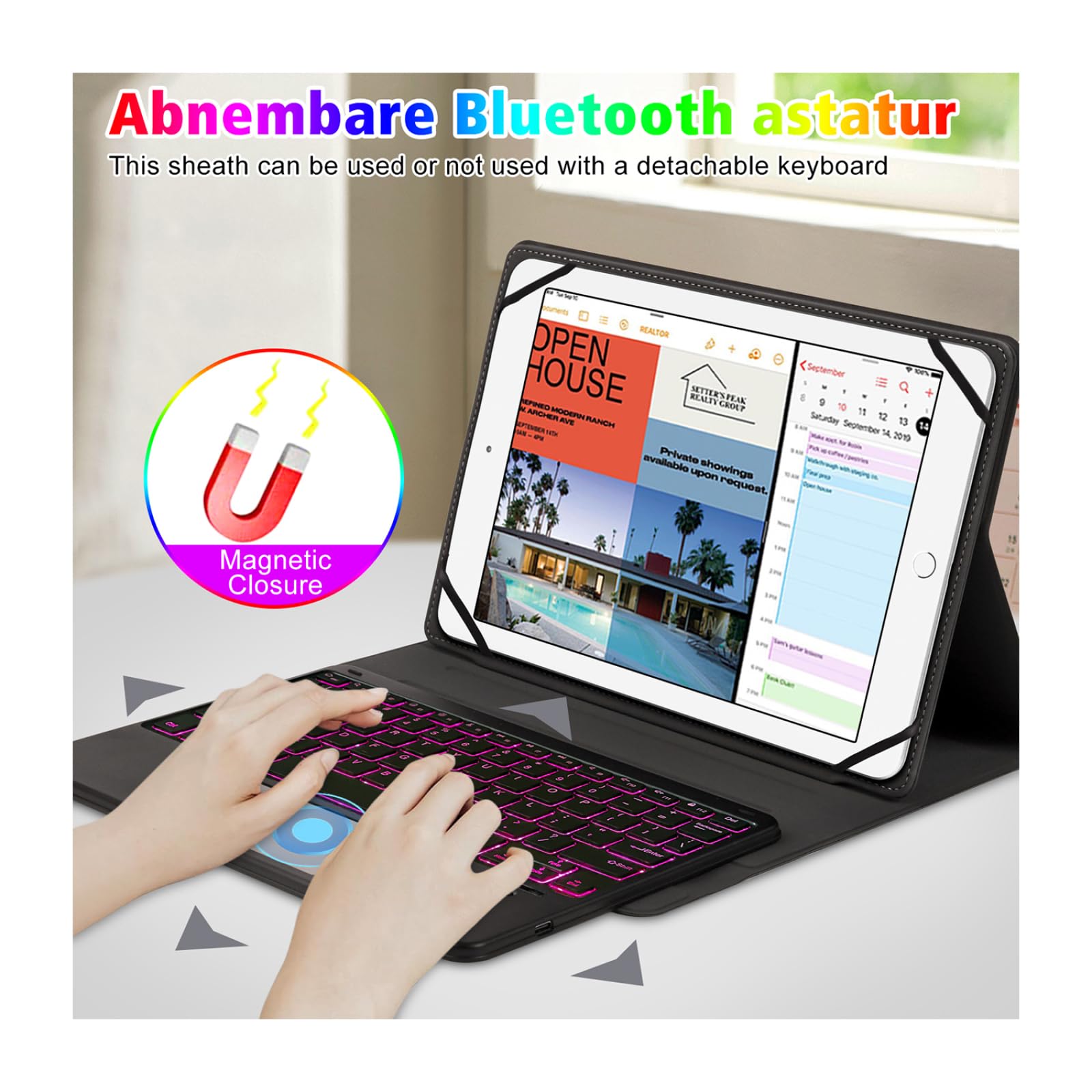 TY3316 Copertura per tastiera per tablet universale Bluetooth copertura per tastiera adatta per tablet da 9 "a 11" TY-3316D Touch Retroilluminazione