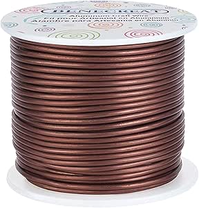 BENECREAT 12 Gauge Matte Jewelry Craft Wire 100 Feet Tarnish Resistant Aluminum Wire for Chrismas Beading Sculpting Model Skeleton Making (Brown, 2mm)