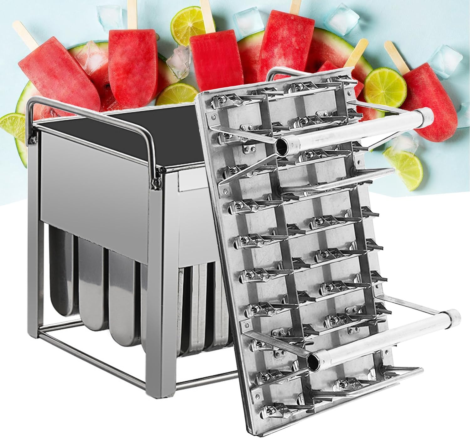 Popsicles Molds,Large Capacity Commercial Ice Pop Machine,Stainless Steel 40pcs Ice Stick Cream Molds Kit,Reusable DIY Ice Cream Maker Machine for Home Summer