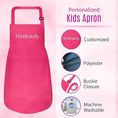 Miniatura 9 de Juego de delantal personalizado y sombrero de chef para niños, bonito disfraz de chef para niños, delantales con bolsillos para cocinar, pintar y